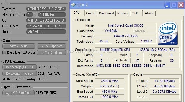 Intel Xeon X3320: quad core a 45 nm 1