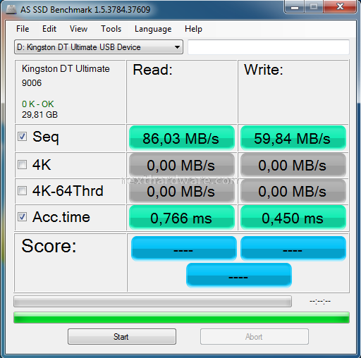 Kingston DataTraveler Ultimate 3.0 32GB 9. Test: AS SSD BenchMark 1.53784 2