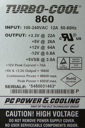 PC Power&Cooling Turbocool 860 2