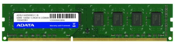 ADATA lancia i nuovi moduli DDR3 1600MHz da 8GB 1