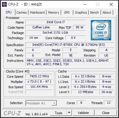 Il Core i7-8700K tocca quota 7405MHz 2