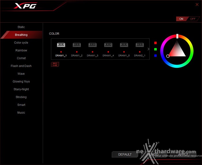 ADATA XPG SPECTRIX D40 3200MHz 32GB 3. Gestione illuminazione RGB 6