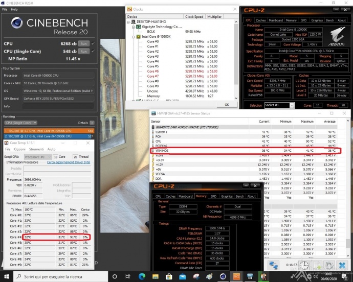 GIGABYTE Z490 AORUS XTREME 15. Overclock & Temperature 12