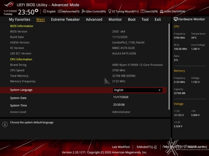 ASUS ROG Crosshair VIII Dark Hero 7. UEFI BIOS  -  Impostazioni generali 1