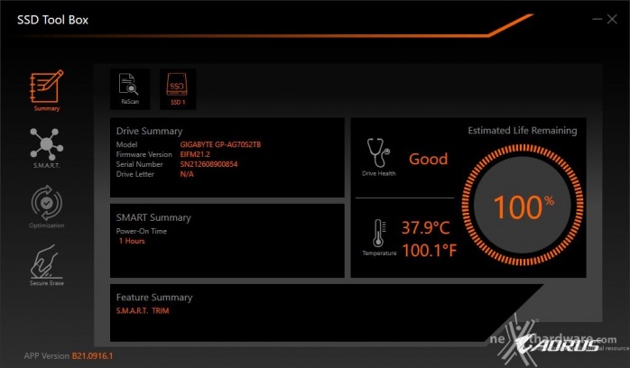 AORUS Gen4 7000s 2TB 2. Firmware - TRIM - SSD Toolbox 8