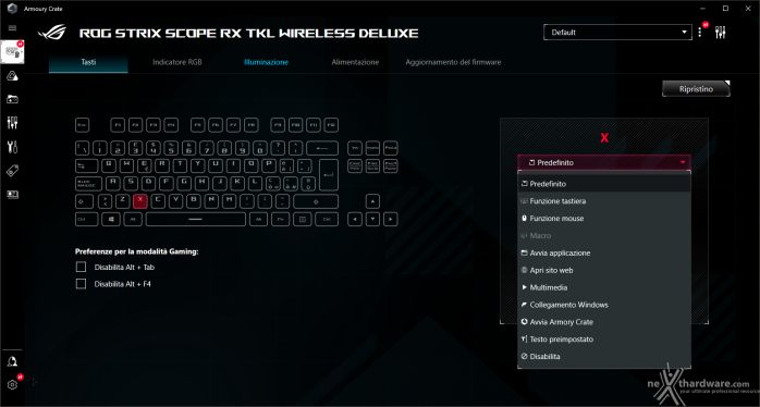 ASUS ROG Strix Scope RX TKL Wireless Deluxe 4. Software di gestione - ROG Armoury Crate 1