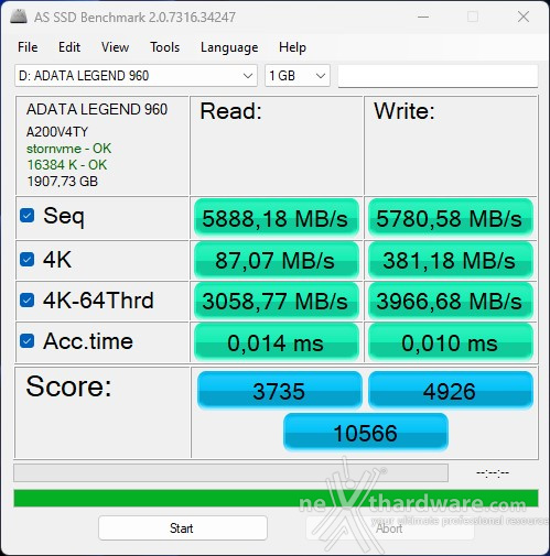 ADATA LEGEND 960 2TB 11. AS SSD Benchmark 3