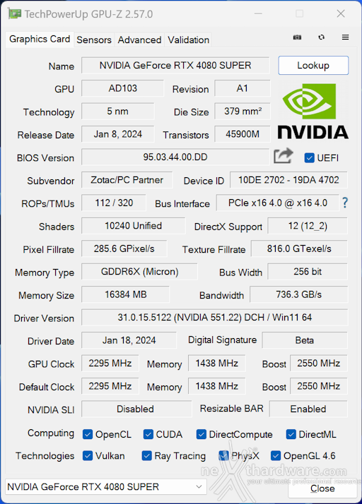 ZOTAC GeForce RTX 4080 SUPER Trinity Black 5. Piattaforma di test 2