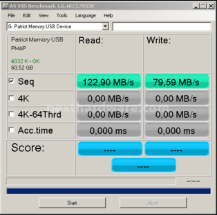 Patriot Supersonic 64GB 9. Test: AS SSD BenchMark 1.6.4013 2