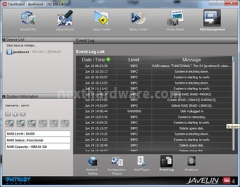 Patriot Javelin S4 5. Software Javelin Dashboard e Funzionalità Aggiuntive 4