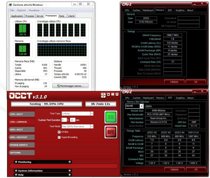 Team Group Xtreem LV 2133MHz 2x4GB 4. Test delle memorie - Stabilità 1