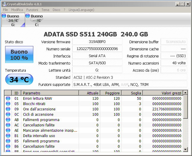 ADATA S511 240GB 3. Firmware - TRIM - Overprovisioning 1