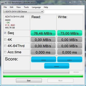 ADATA Superior SH-14 500GB USB 3.0 6. CrystalDiskMark e AS SSD 4