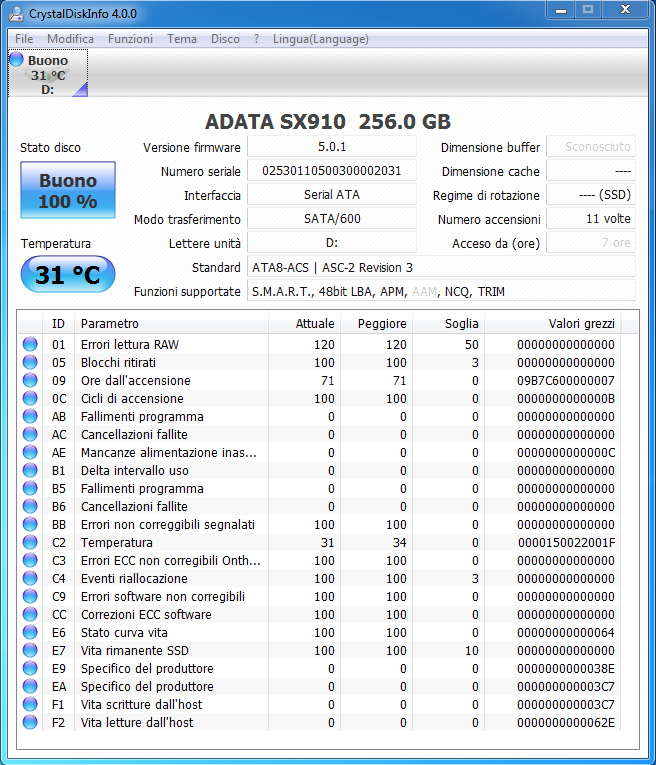 ADATA XPG SX910 256GB 5. Firmware - TRIM - Overprovisioning 1