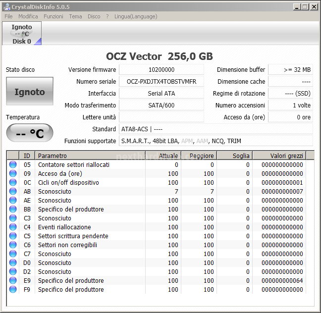 OCZ Vector 256GB: Day One 3. Firmware - TRIM - Capacità formattata 1