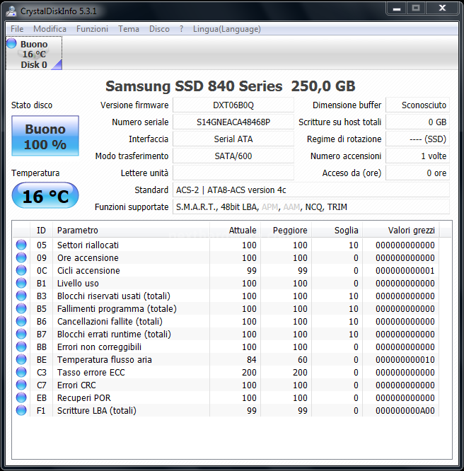 Samsung 840 250GB 4. Firmware - TRIM - Samsung Magician 1