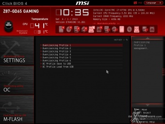 MSI Z87-GD65 Gaming e Intel Core i7-4770K 9. MSI Click BIOS 4 - Overclock 10