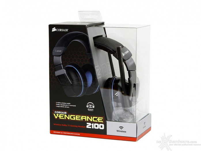 Corsair Vengeance 2100 Dolby 7.1 Wireless Gaming Headset 1. Confezione e bundle 1