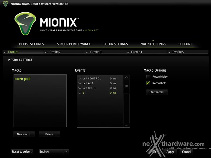 Mionix NAOS 8200 4. Software di gestione - Creazione Macro 1